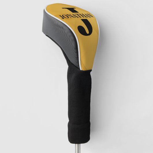 Gold Intersecting Initial Letter Name Typography ゴルフヘッドカバー (アングル)