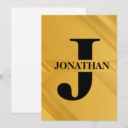 Gold Intersecting Initial Letter Name Typography シーズンカード (正面/裏面)