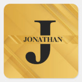 Gold Intersecting Initial Letter Name Typography スクエアシール (正面)