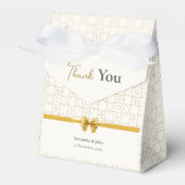 Gold & Ivory Art Deco Pattern with Bow Wedding フェイバーボックス (正面サイド)
