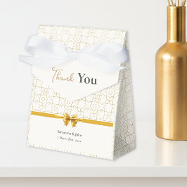 Gold & Ivory Art Deco Pattern with Bow Wedding フェイバーボックス