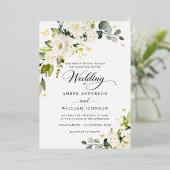 Gold Ivory Floral Butterfly Wedding  箔招待状 (立ち正面)