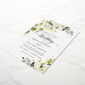 Gold Ivory Floral Butterfly Wedding  箔招待状 (回転した状態)