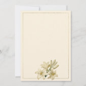 Gold ivory mint green white lily flower Wedding  招待状 (裏面)