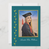 Gold Ivy design with Photo Grad Announcment 案内状 (正面)