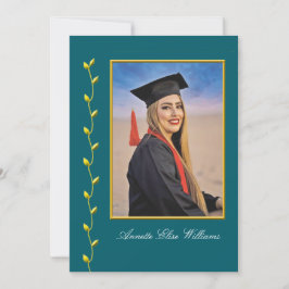 Gold Ivy design with Photo Grad Announcment 案内状