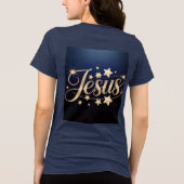 Gold Jesus Script Blue  トライブレンドＴシャツ (裏面)