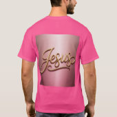 Gold Jesus Script Pink Basic Men's T-Shirt Tシャツ (裏面)