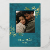 Gold Jewel Tone Floral Wedding 箔招待状 (裏面)