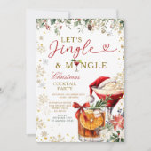 Gold Jingle & Mingle Christmas Santa Cocktail  招待状 (正面)