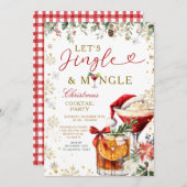 Gold Jingle & Mingle Christmas Santa Cocktail  招待状 (正面/裏面)
