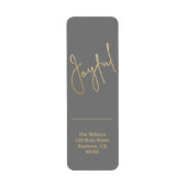 Gold JOYFUL on Grey Christmas Return Address ラベル (正面)