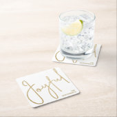 Gold JOYFUL on White Christmas スクエアペーパーコースター (インサイチュ)