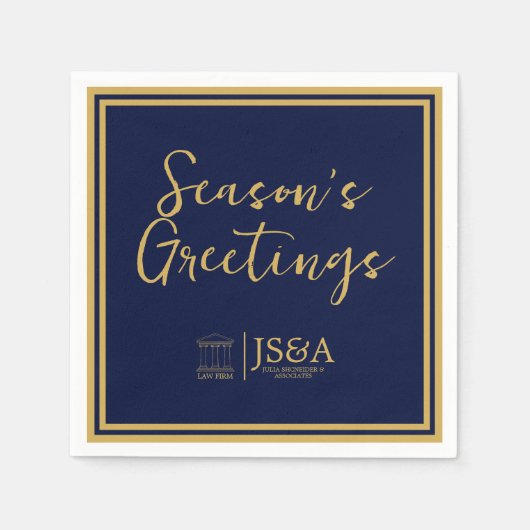 Gold Justice Columns Law Firm Season's Greetings  スタンダードカクテルナプキン (正面)