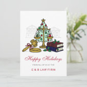 Gold Justice Scale Holly Wreath Law Firm Christmas シーズンカード (スタンド正面)