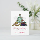 Gold Justice Scale Holly Wreath Lawyer Christmas シーズンポストカード (スタンド正面)