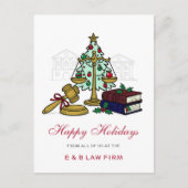 Gold Justice Scale Holly Wreath Lawyer Christmas シーズンポストカード (正面)