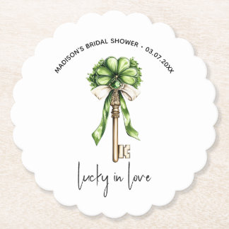 Gold Key Clover Bridal Shower Personalized  ペーパーコースター