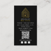 Gold Key Photo Real Estate Agent QR Code Black 名刺 (裏面)