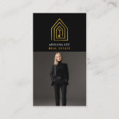 Gold Key Photo Real Estate Agent QR Code Black 名刺 (正面)