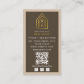 Gold Key Photo Real Estate Agent QR Code Brown 名刺 (裏面)