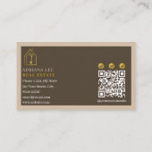 Gold Key Photo Real Estate Agent QR Code Brown 名刺 (裏面)