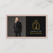 Gold Key Photo Real Estate Agent QR Code Pink 名刺 (正面)