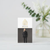 Gold Key Photo Real Estate Agent QR Code White 名刺 (スタンド正面)