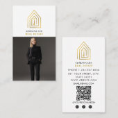 Gold Key Photo Real Estate Agent QR Code White 名刺 (正面/裏面)