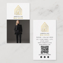 Gold Key Photo Real Estate Agent QR Code White 名刺