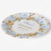 Gold-Kissed Blue Rose Bridal ペーパープレート (アングル)