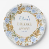 Gold-Kissed Blue Rose Bridal ペーパープレート (正面)