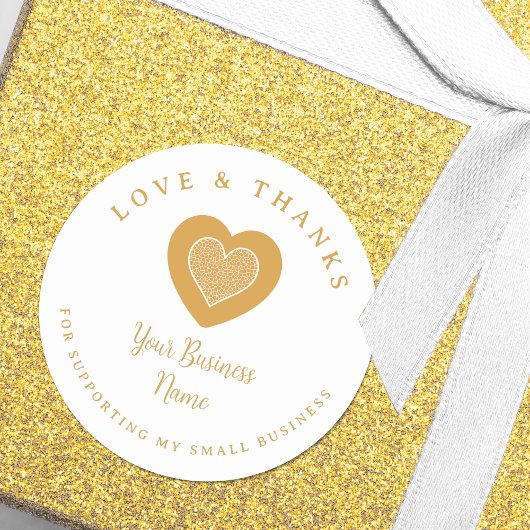 Gold Lace Heart Love & Thanks Supporting Business ラウンドシール