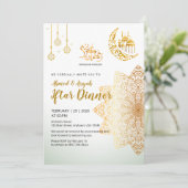 Gold Lantern Islamic Pattern Ramadan Iftar 招待状 (スタンド正面)