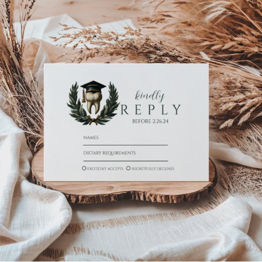 Gold Laurel Tooth Graduation Party 出欠カード