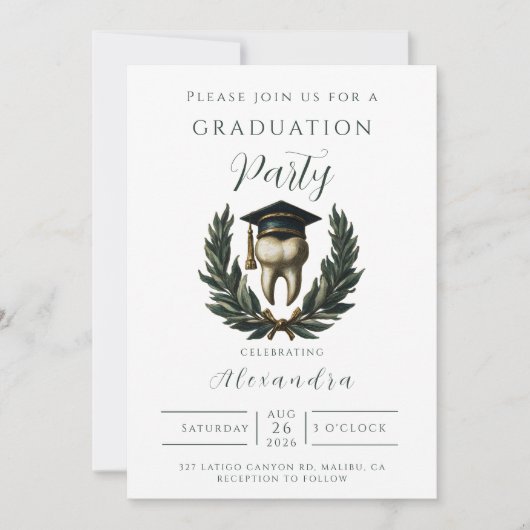 Gold Laurel Tooth Graduation Party 招待状 (正面)
