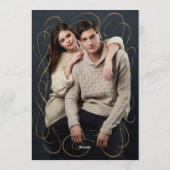 Gold Lavender Floral Photo Wedding Save the Date 招待状 (裏面)