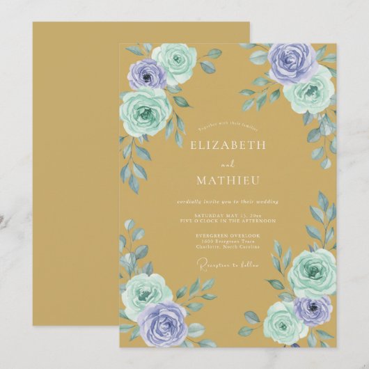 Gold Lavish Spring Wedding 招待状 (正面/裏面)