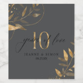 Gold Leaf 10th Anniversary Years of Love ID1169 ワインラベル (シングルラベル)