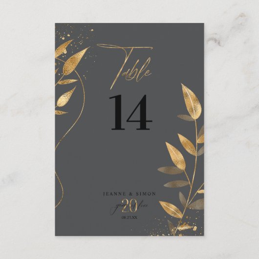 Gold Leaf 20th Anniversary Table Number ID1169 招待状 (裏面)