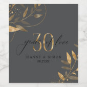 Gold Leaf 30th Anniversary Years of Love ID1169 ワインラベル (シングルラベル)