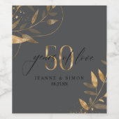 Gold Leaf 50th Anniversary Years of Love ID1169 ワインラベル (シングルラベル)