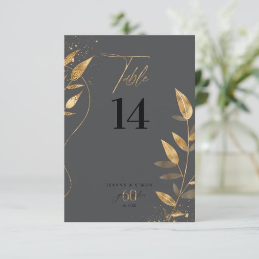 Gold Leaf 60th Anniversary Table Number ID1169 招待状 (スタンド正面)