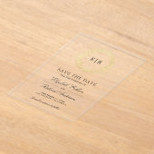 Gold Leaf Branch Wedding Save the Date アクリル招待状 (レイダウン)