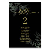 Gold Leaf Wedding Table Cards Emerald Green テーブルナンバー (正面)