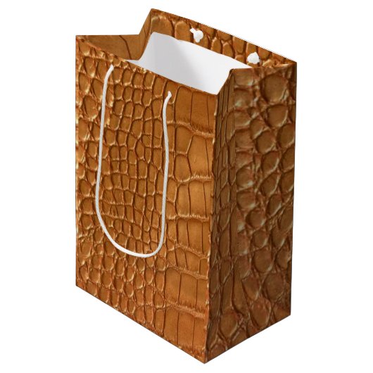 Gold leather texture luxury ミディアムペーパーバッグ (正面アングル)