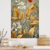 gold leaves blended with warmer tones ポスター (キッチン)