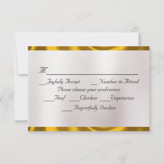 Gold Leaves Frame on Ruby Red 出欠カード (裏面)