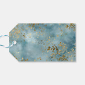 Gold Leaves Teal Background Happy Birthday ギフトタグ (裏面横)