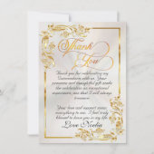 Gold Leaves & Tiara - Pearl Quinceanera サンキューカード (正面)